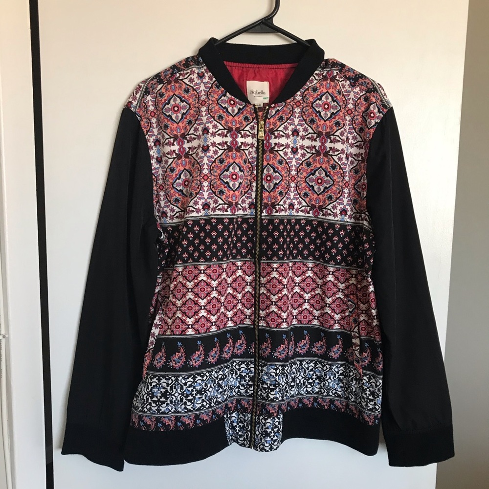 Rafaella Paisley Zip Bomber Jacket - Size L